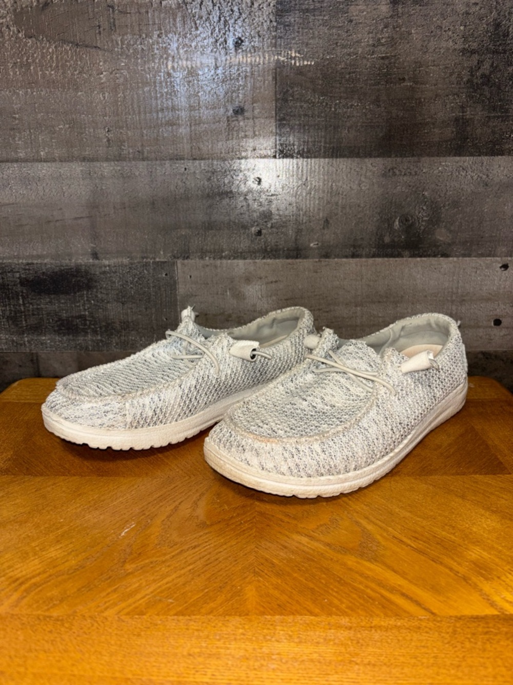 Hey Dude Women's Light Gray Knit Sneakers